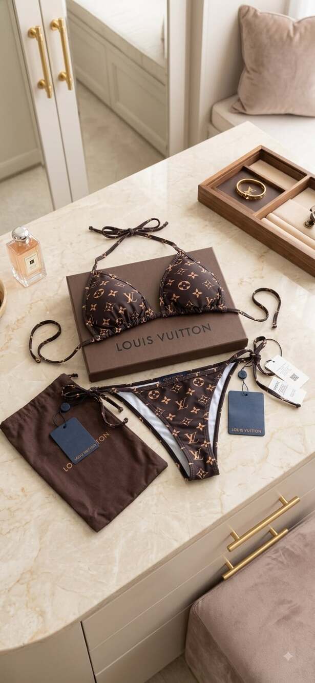 Louis Vuitton Monogram Print Two-Piece Bikini Set - Picture 1 of 7
